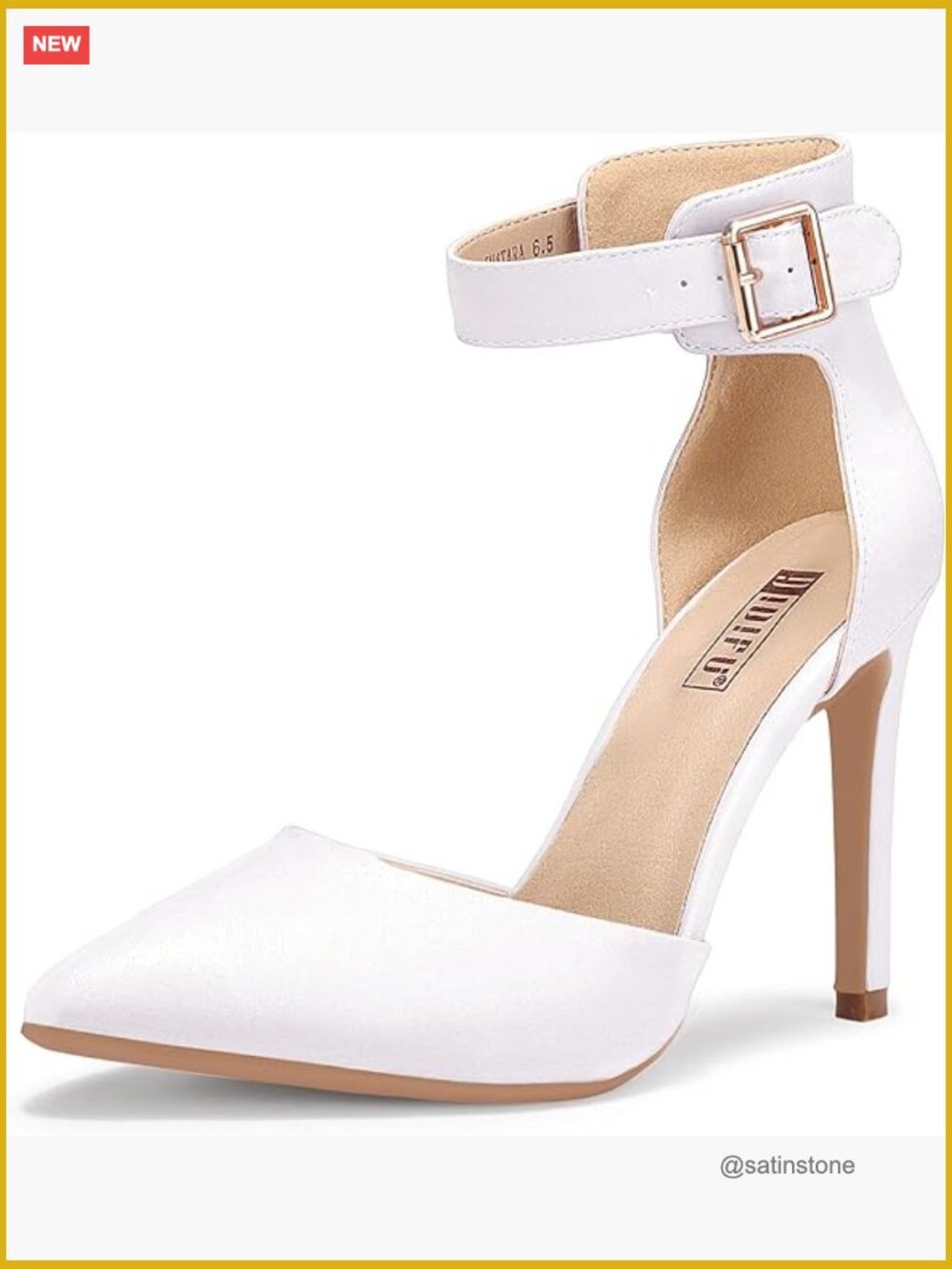 Stiletto Pumps with Buckle Ankle Strap 4in Heel Pointed Toe